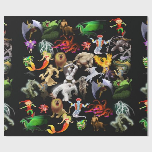 P is voor Phoenix Wrapping Paper (Zwart) Cadeaupapier (Vlak)