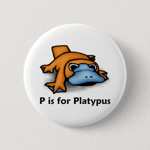 P is voor Platypus Ronde Button 5,7 Cm
