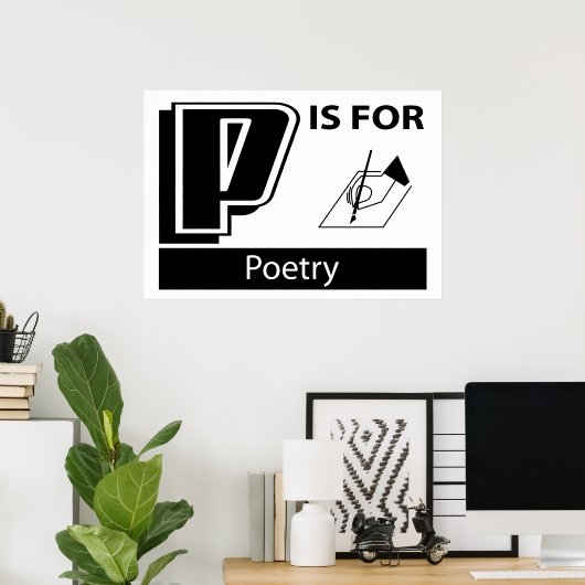 P is voor poëzie poster (Thuiskantoor)