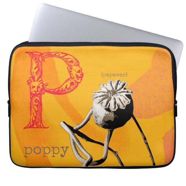 P is voor Poppy Laptop Sleeve (Voorkant)