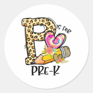 P Is Voor Pre K Leraar Luipaard Eerste Dag Van Sch Ronde Sticker