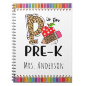 P is voor Pre-K leraar Terug naar school Notitieboek (Voorkant)