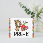 P is voor PRE-K Terug naar school leraar Briefkaart (Staand voorkant)