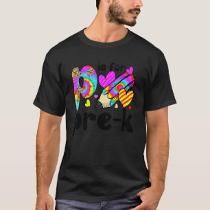 P is voor Pre K Tie Dye Apple Leraar Student Rug T-shirt