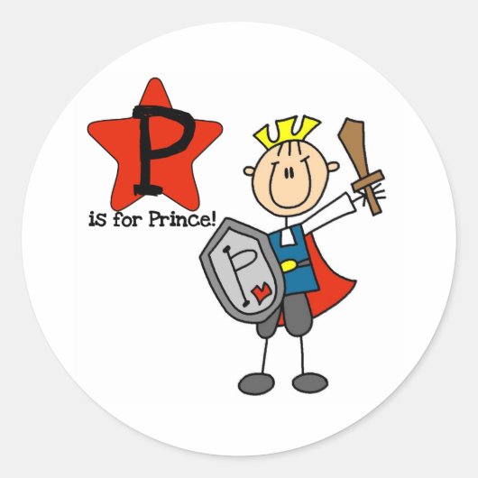 P is voor Prince Ronde Sticker (Voorkant)