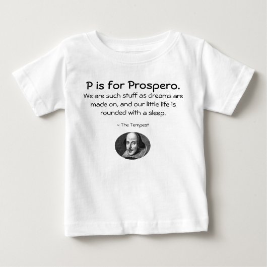 P is voor Prospero. Een Shirt van een kleine Shake (Voorkant)