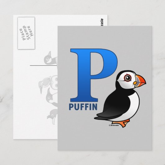 P is voor Puffin Briefkaart (Voorkant / Achterkant)