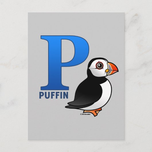 P is voor Puffin Briefkaart (Voorkant)