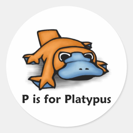 P is voor vogelbekdier ronde sticker (Voorkant)