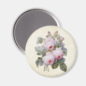 P.J. Redoute Bourbon Rose Boeket Magneet (Voorkant / Achterkant)