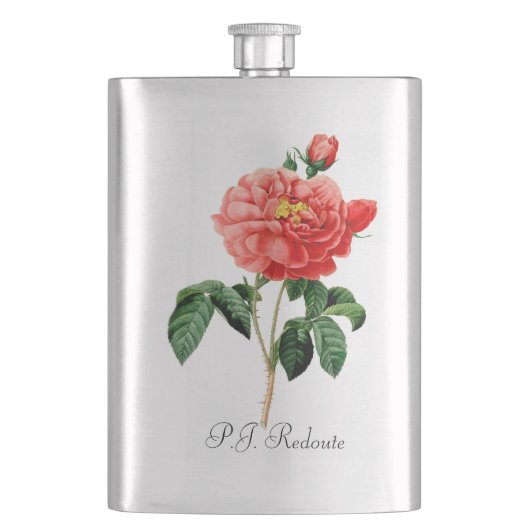 P.J. Redoute vintage rode roos bloem Flacon (Voorkant)
