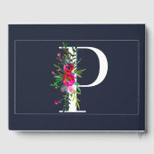 P Letter Initiaal Monogram Bloemen Naam Bruiloft Gastenboek (Achterkant)