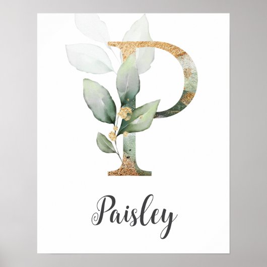 P Letter Monogram Groene Muurdecoratie voor Babyka Poster (Voorkant)