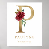 P Letter Monogram Naam Marsala Bloemenkwekerij Poster (Voorkant)