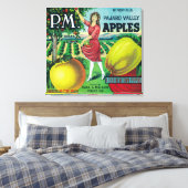 P.M. Apple Crate LabelWatsonville, CA Canvas Afdruk (Insitu (Slaapkamer))
