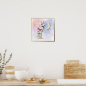 P Monogram Bordeaux Bloemige Poster (Keuken)