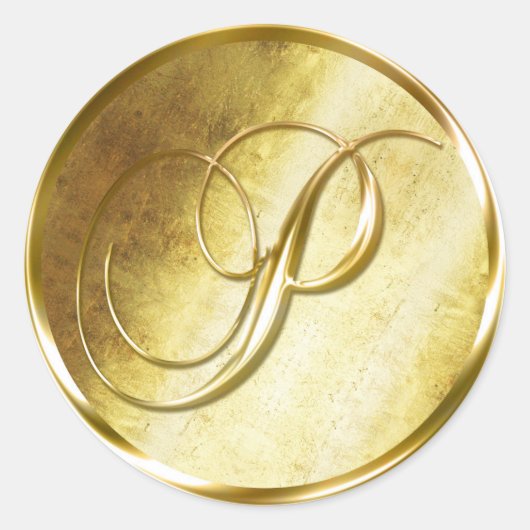 P Monogram Faux Gold Envelope Seal Stickers (Voorkant)