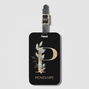 P Monogram Floral Aangepast Bagagelabel