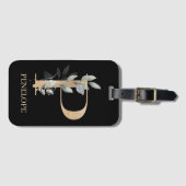 P Monogram Floral Aangepast Bagagelabel (Voorkant (horizontaal))