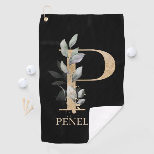 P Monogram Floral Aangepast Golfhanddoek (Insitu)