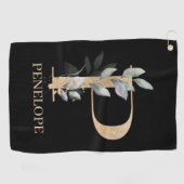 P Monogram Floral Aangepast Golfhanddoek (Horizontaal)