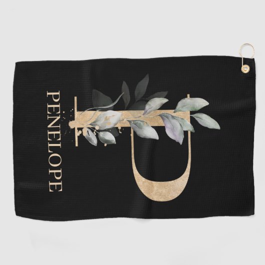 P Monogram Floral Aangepast Golfhanddoek (Horizontaal)