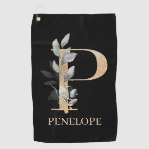 P Monogram Floral Aangepast Golfhanddoek