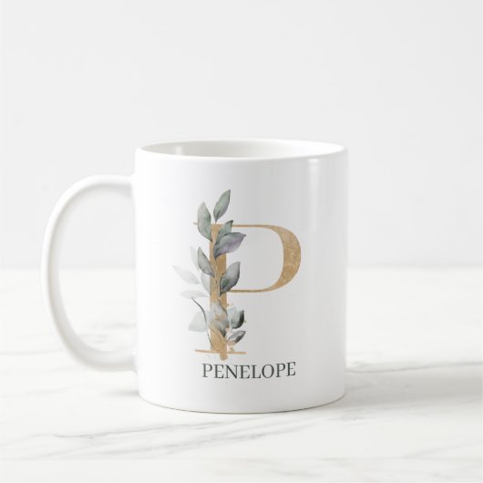 P Monogram Floral Aangepast Koffiemok (Links)