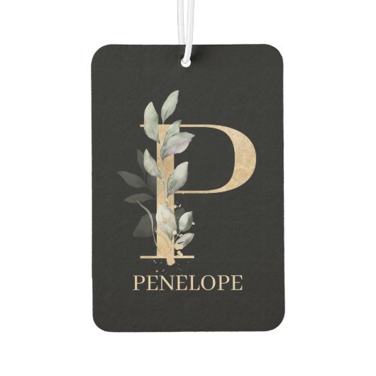 P Monogram Floral Aangepast Luchtverfrisser (Achterkant)