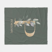 P Monogram Floral Aangepaste Vluchtbundel Fleece Deken (Voorkant (Horizontaal))