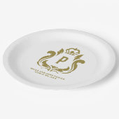 P Monogram Gouden Crest Papieren Bordje (Gekanteld)
