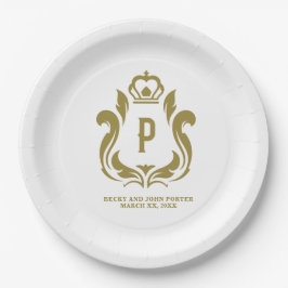 P Monogram Gouden Crest Papieren Bordje