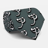 P Monogram Groene en Grijze Stropdas (Opgerold)