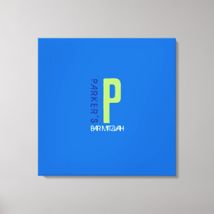 P Monogram Initiaal Bar Bat Mitzvah Inlogbord Canvas Afdruk