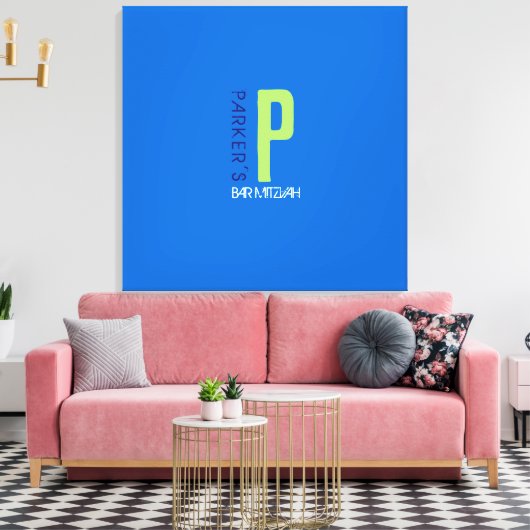 P Monogram Initiaal Bar Bat Mitzvah Inlogbord Canvas Afdruk (Insitu (Woonkamer))