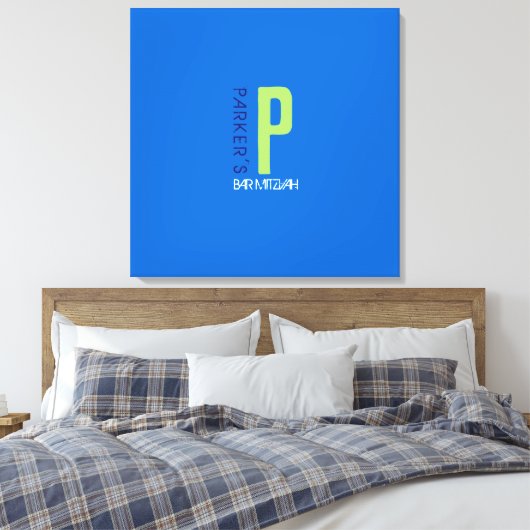 P Monogram Initiaal Bar Bat Mitzvah Inlogbord Canvas Afdruk (Insitu (Slaapkamer))