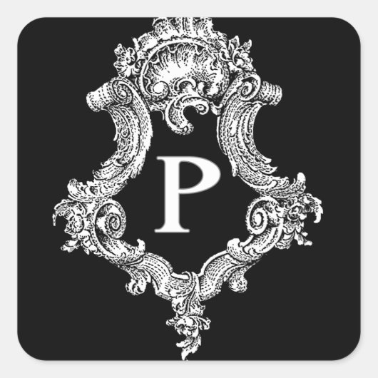 P Monogram Initiaal Vierkante Sticker (Voorkant)