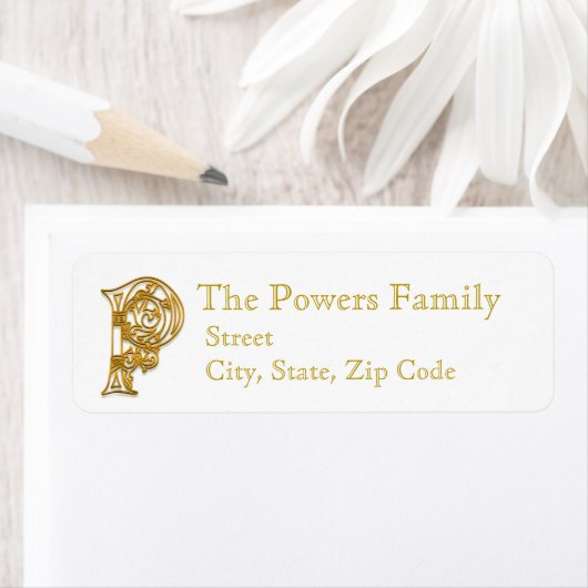 P Monogram "Irish Gold" design Adresetiketten Etiket (Insitu)