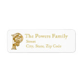 P Monogram "Irish Gold" design Adresetiketten Etiket (Voorkant)