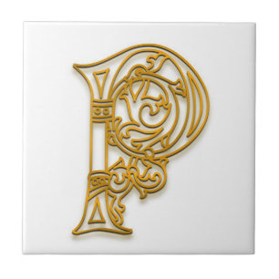 P Monogram "Irish Gold" Keramische Tegel Tegeltje