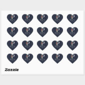 P Monogram Laatste Initiaal Modern Blauw Bloemig H Hart Sticker (Vel)