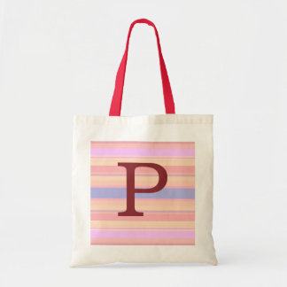 P : Monogram P zomerstapes Canvas tas