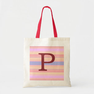 P : Monogram P ZomerStripes Fun Canvas tas