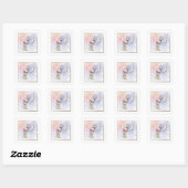 P Monogram Roze Bloem Motief Vierkante Sticker (Vel)
