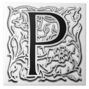 P Monogram "Silver Besque" keramische Tegel Tegeltje