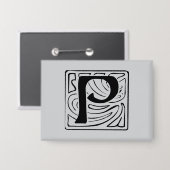 P Monogramm schwarz Button (Voorkant / Achterkant)
