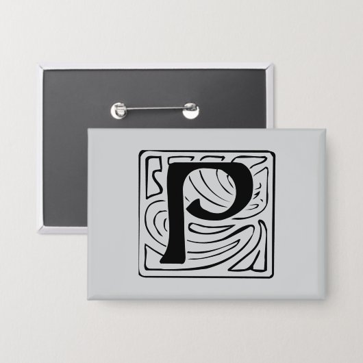 P Monogramm schwarz Button (Voorkant / Achterkant)
