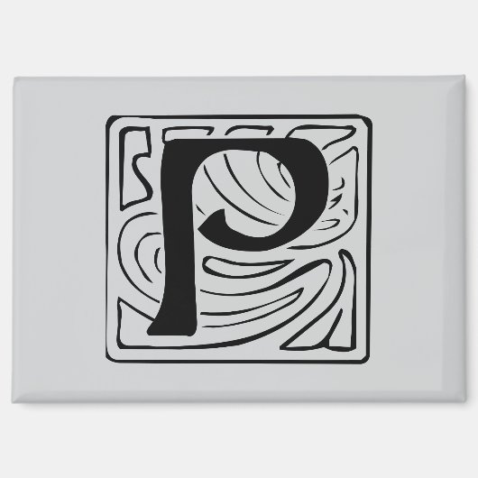 P Monogramm schwarz Magneet (Voorkant)