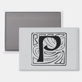 P Monogramm schwarz Magneet (Voorkant / Achterkant)
