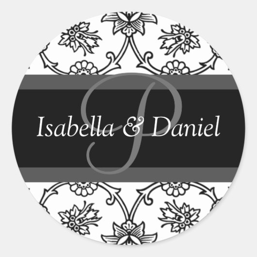 P Monogrammen voor huwelijkssluitingen Ronde Sticker (Voorkant)